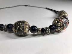 Tibetan Style Necklace Beaded Chunky Boho with Inlaid Seed Beads Metal Vintage