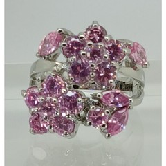 Vintage Ring Size 6.75 Silver Tone White Gold GP Purple Sim Diamond CZ Cocktail