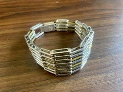 Vintage Taxco 925 Silver With Brass Accents Bracelet, Size 7.75, 72 Grams.
