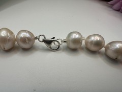 20” White Big Edison Pearl Necklace, 925 Sterling Silver