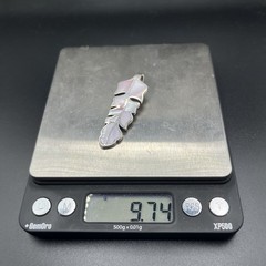 Vintage Navajo Sterling Silver Pink Mother Of Pearl Feather Pendant Necklace 9g