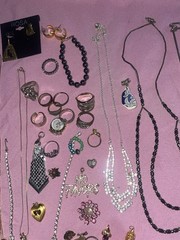 Vintage Estate Costume Jewelry Lot Rings Bracelet Necklace Earrings Pins