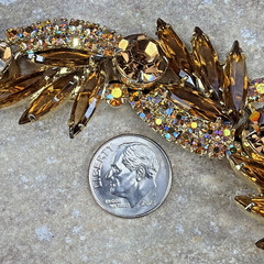 D&E Juliana 5 Link Bracelet Rhinestones Gold Amber AB Glass Aurora Borealis