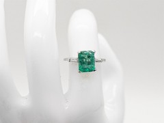 Vintage 1950s $5000 2.30ct AAA+++ Colombian Emerald Diamond 14k White Gold Ring