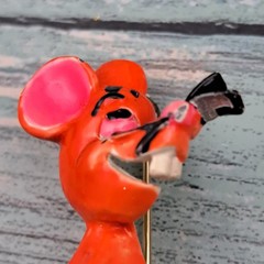Vintage MCM Enamel Cartoon Mouse Orange Pink Brooch