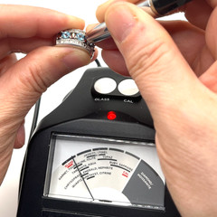 VTG Ring Sz 7 Blue Topaz Garnet Diamond Chips Channel Signed Sterling 925 Tested