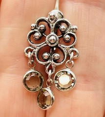 Filigree Dangle Drop Double Clover Chandelier Clip/Screw Hinged Backs Earrings