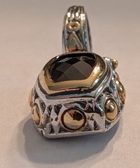 Vintage Renaissance Revival 2-Tone Black Onyx Cubic Zirconia Pendant