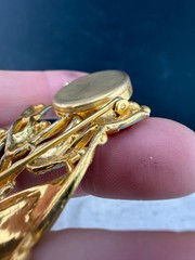 Vintage Welsbro Watch Brooch Tulips Pot Metal Rhinestone NICE Untested