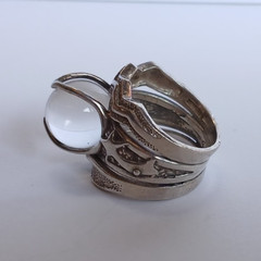 VINTAGE STERLING SILVER CRYSTAL ORB LIGHTNING AND SHOOTING STAR RING SIZE 5