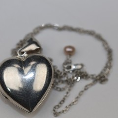 Puffy Heart Locket Pendant Necklace Sterling Silver