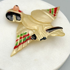 Vintage Lucite Parrot Brooch Reverse Carved Bird Pin 1940s