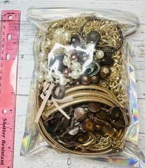 Over 1 Pound Gold Tone Costume Jewelry Lot With All Wearable Items