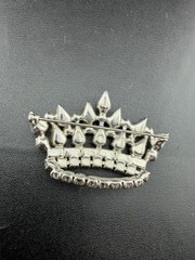 Vintage signed B. David Crown Brooch Multicolor Pear Cut