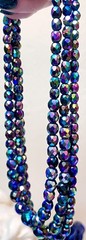 BEAUTIFUL Vintage Iridescent Sparkling Black Peacock Bead 3 Strand Necklace