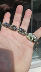 VINTAGE ABALONE 925 STERLING SILVER BRACELET 7+8 Inch Adjustable GORGEOUS…