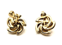Vintage Estate Clip-On Glam Retro Earrings Faux-Pearl Gold/Silver Tone 1970-90s