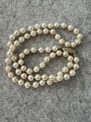 Vintage 5.8mm Genuine Cultured Pearl Necklace W Solid 14k Gold Clasp 19g 19”