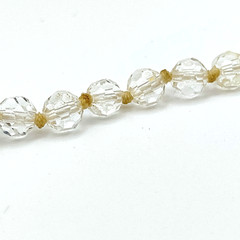 Vintage Cultured Pearl Bib Necklace Clear Glass Beads 21in
