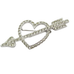 Marked Sterling Vintage Heart Arrow Crystal Brooch Pin Silver 925 Mother’s Day