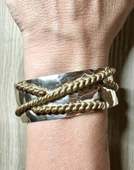 Southwestern Louis Booth Sterling Silver & Brass Twisted Rope Cuff Bracelet