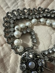 Antique Cultured Pearl With Zircons 1950 Old Hollywood Station Bracelet