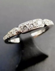 0.35CT White Round Cut CZ Vintage Art Deco Wedding Band Ring In Solid 925 Silver
