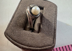 Vintage CJC Sterling silver Pearl ring, size 5.50