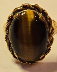 Vintage Signed Tiger’s Eye 10K Gold Ring made by Clark & Coombs, late 1950’s