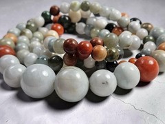 36″ Graduated Multi-Color Jade Bead Necklace. 18mm – 7mm