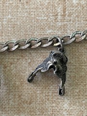 Vintage Sterling Silver Western Cowboy Charm Bracelet with 6 Charms