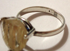 3 Rings S9 Rutilated Quartz S10.5 Blue Stone S12 Bar 925 Sterling Silver 10.6g