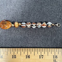 Vintage Napier Geometric Multi Color Agate Stone & Gold Tone Beads Necklace 18″