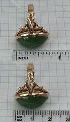 Rare USSR Vintage Original Rose Gold Natural Nephritis Ring 583 14K 6,41 g. 7 US
