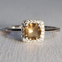 NIB Semi VTG 1cts Golden Champagne Topaz 925 Ring Sz 9/10