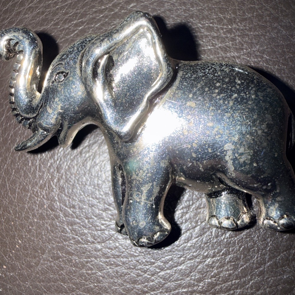 Elephant Brooch, Pin, or Pendant-Silver Toned-1.75” W x 1.5” H. 66