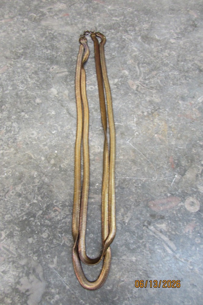 vintage copper tone double ladies necklace herringbone