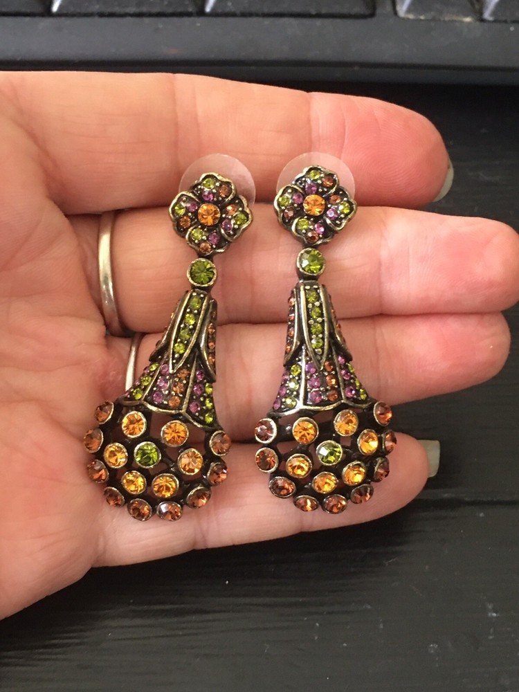 LaVintage La Vintage Multi Color Crystal 2″ Length Drop Dangle Earrings