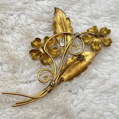 Vintage Van Dell Brooch Gold Filled Flower Pin LARGE 3.25″