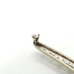 Art Deco 10k White Gold Sapphire Flower Bar Brooch Pin September Birthstone