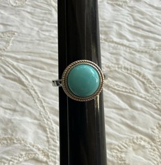 JTV DESIGNER DK STERLING SILVER SLEEPING BEAUTY TURQUOISE STONE RING SIZE 6.5