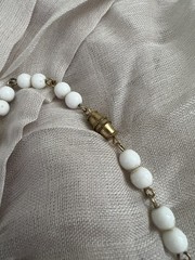 Vintage 70’s Necklace l Glass Beads l accent gold l white yellow orange l 14”