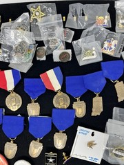 Vintage Gold & Silver Tone Assorted, Marketing, Flag, Music Pin Back Lot Of 75+