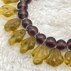Vintage Molded Glass Necklace Egyptian Revival Bib Fall Colors 21″