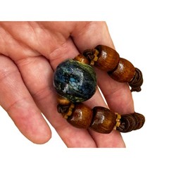 Hand Painted Wooden Bead Necklace 90s Y2K Era