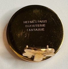 Hermes Vintage Horse Botton Earrings Clip On Gold Tone