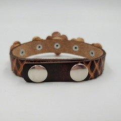 Peasant Leather Flower Cuff Bracelet Adjustable Handmade Boho Country Cottage