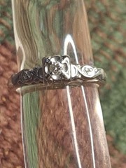 14k White Gold Designer Solitaire Diamond Ring 3 Diamond 2.3Gram Sz 5