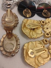 Vintage Earring Jewelry Lot Signed Unsigned Lots Of Rhinestones