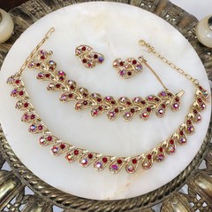 VTG 1950s RED WATERMELON AB Lisner or Coro FULL PARURE * Excnt BUY-NOW